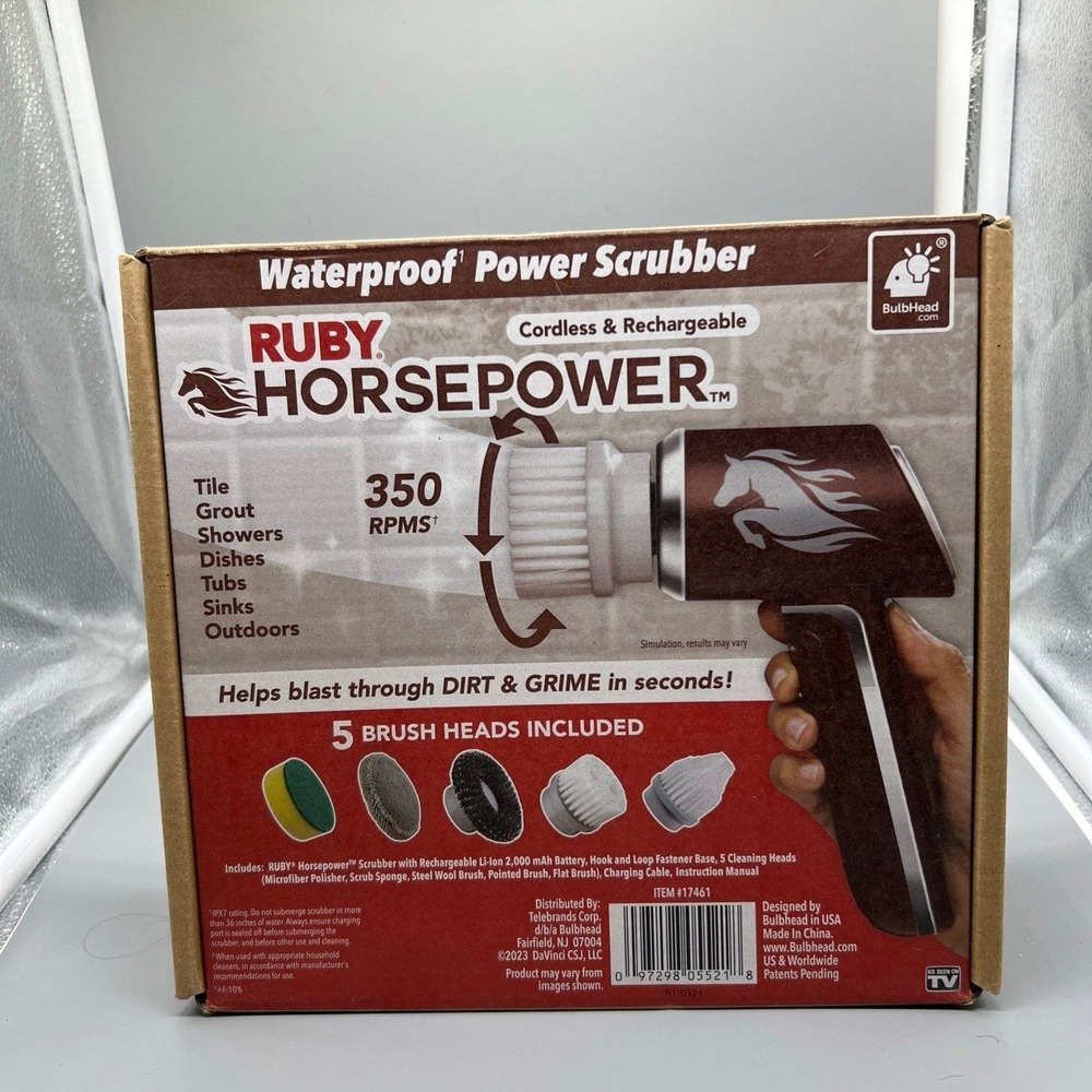 Ruby Horsepower‎ Handheld Cordless Rechargeable Spinning Power Scrubber  NIB